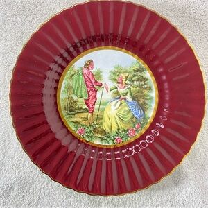 Vintage Royal Victoria Wade England Porcelain Decorative Plate W Romantic Scene